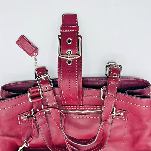 Vintage Coach Leather Handbag Large, Burgundy, Wine With Coin Purse classic